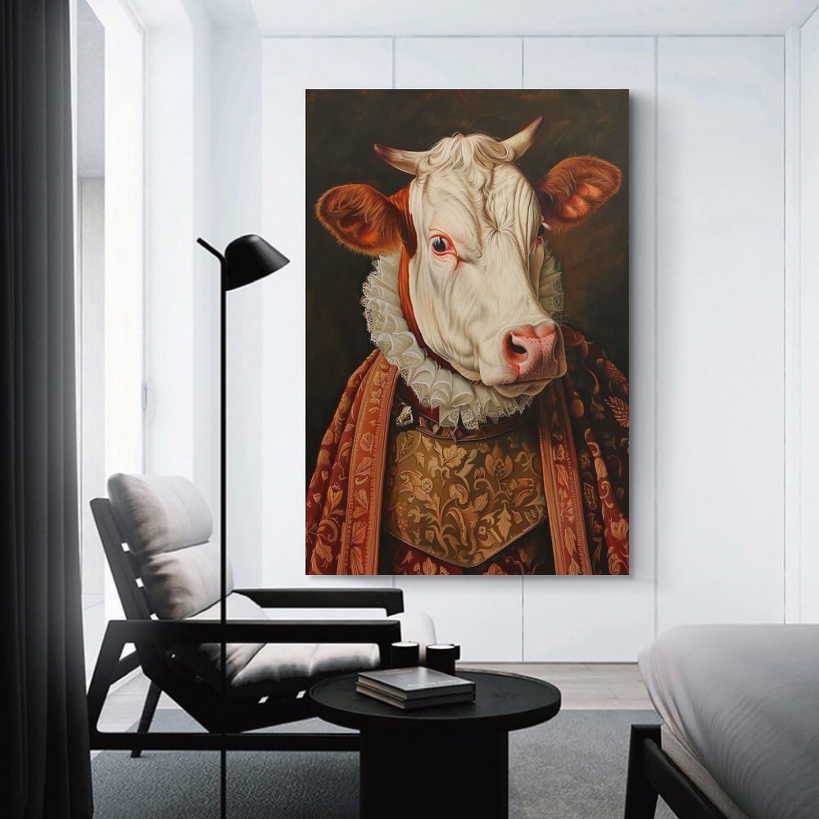 Junmoney Unframe-Style-20 Decorative Wall Artwork Medieval Cow Portrait, 20X30inch(50X75cm), For New Homes, Bedrooms Or Workspaces, Canvas Artwork With Gifting Potential