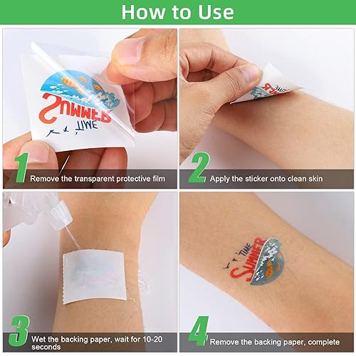 Miniatura 3 de ADXCO 144 piezas de tatuajes de verano para fiesta en la piscina, tatuajes hawaianos con temática de Luau, impermeables, para playa, tatuajes