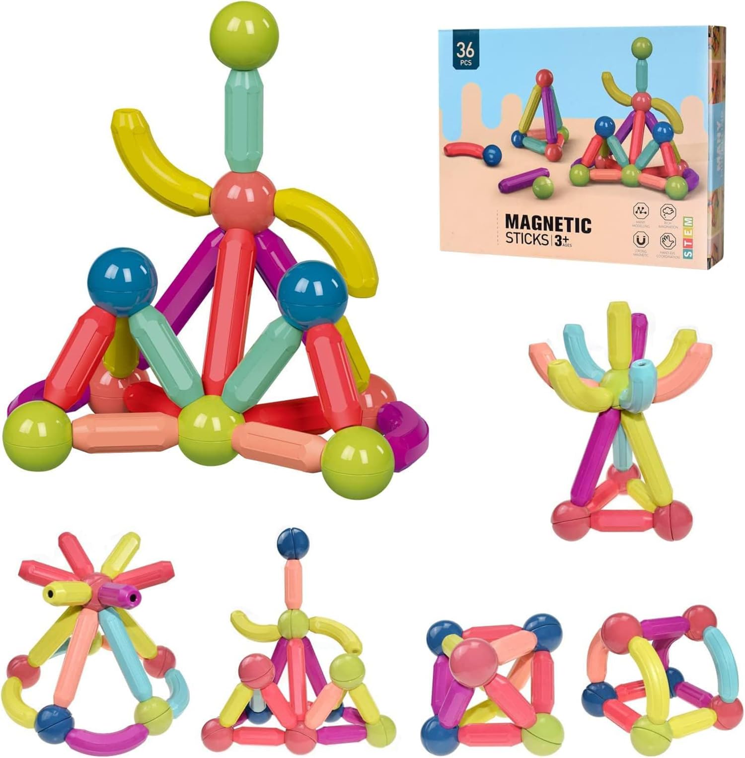 Buy Kiditos DIY STEM Magnetic Sticks and Balls Building Blocks Toy for ...