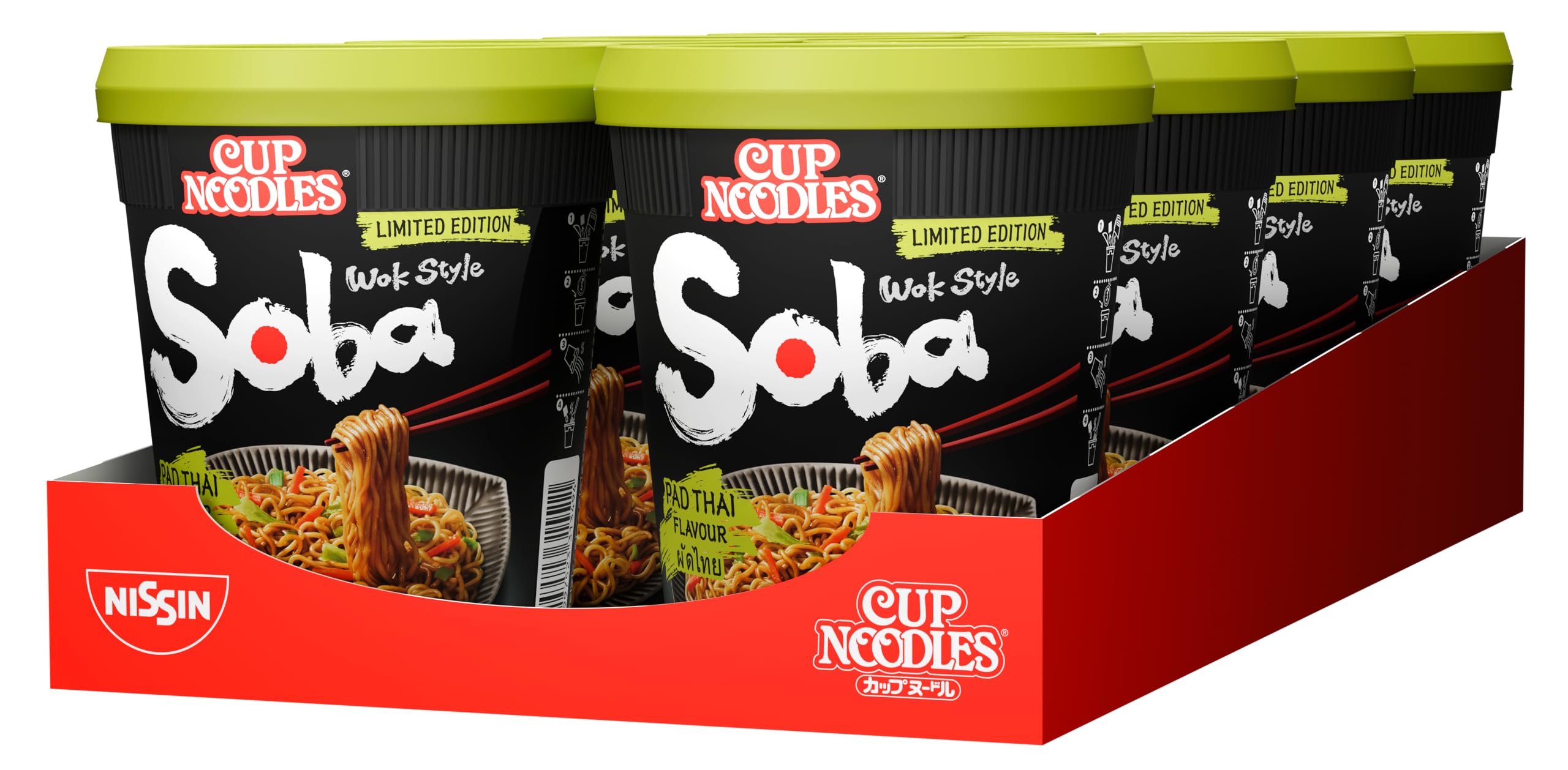 Nissin Cup Noodles Soba – Pad Thai, 8er Pack, Wok Style Instant-Nudeln mit Pad Thai Geschmack und Gemüse, schnell im Becher zubereitet, asiatisches Essen (8 x 89 g)