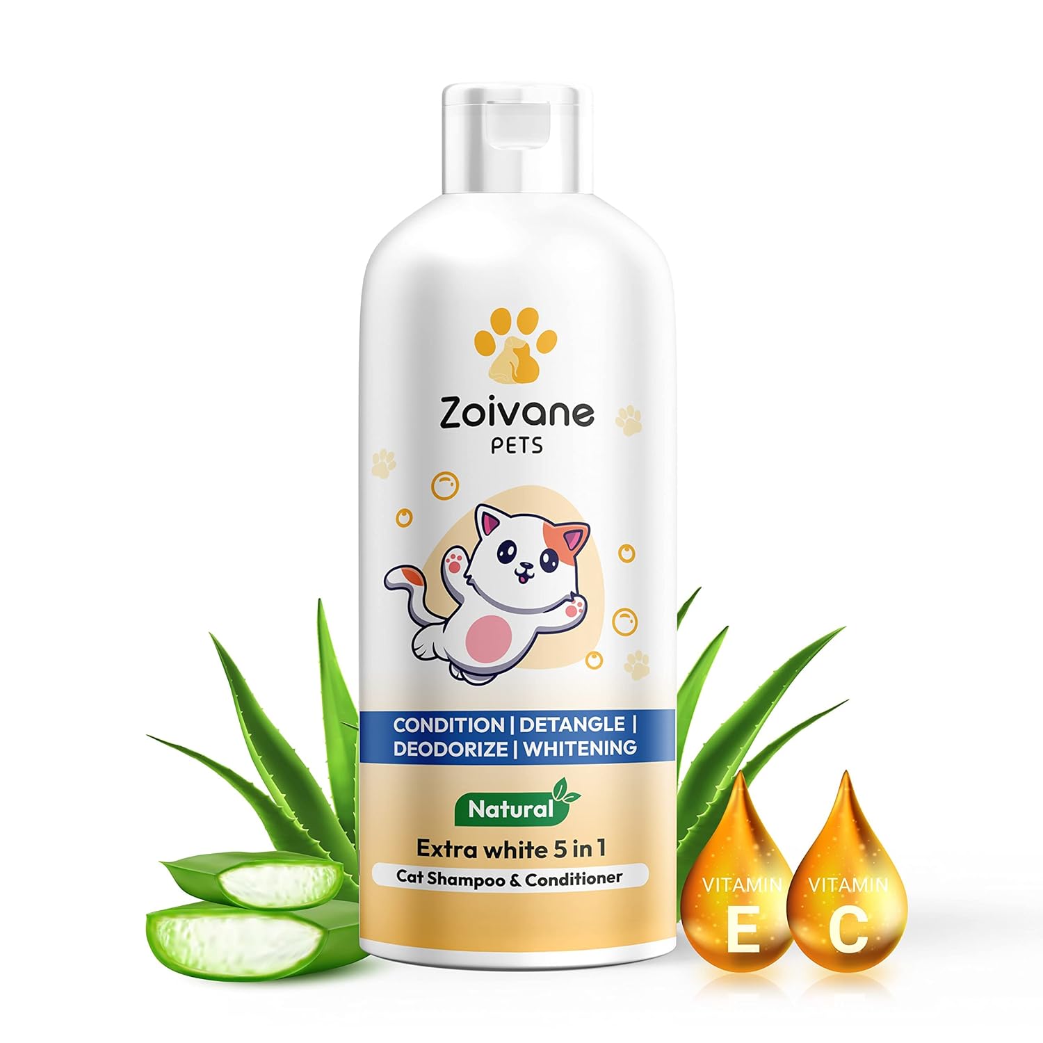 ZOIVANE Cat Shampoo 100ml Extra White 5 in 1 Cat Shampoo with