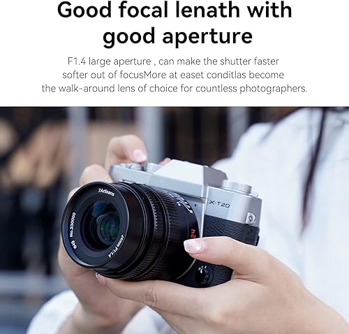 Miniatura 4 de 7artisans Lente manual F1.4 APS-C de 0.945 in con gran apertura compatible con cámaras sin espejo Fujifilm FX-Mount X-A1 X-A10 X-A2 X-A3 A-at X-M1
