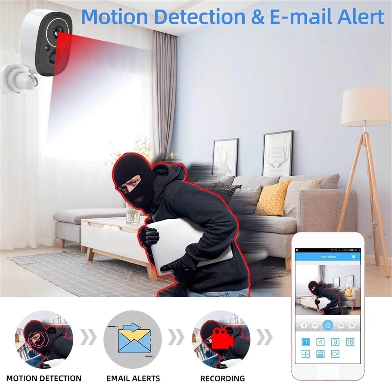 Telecamera di sicurezza, Le telecamere impermeabili di sorveglianza sicurezza for visione notturna CCTV solare esterna con batteria 5MP funzionano il baby monitor(Cam Add 32G Card)