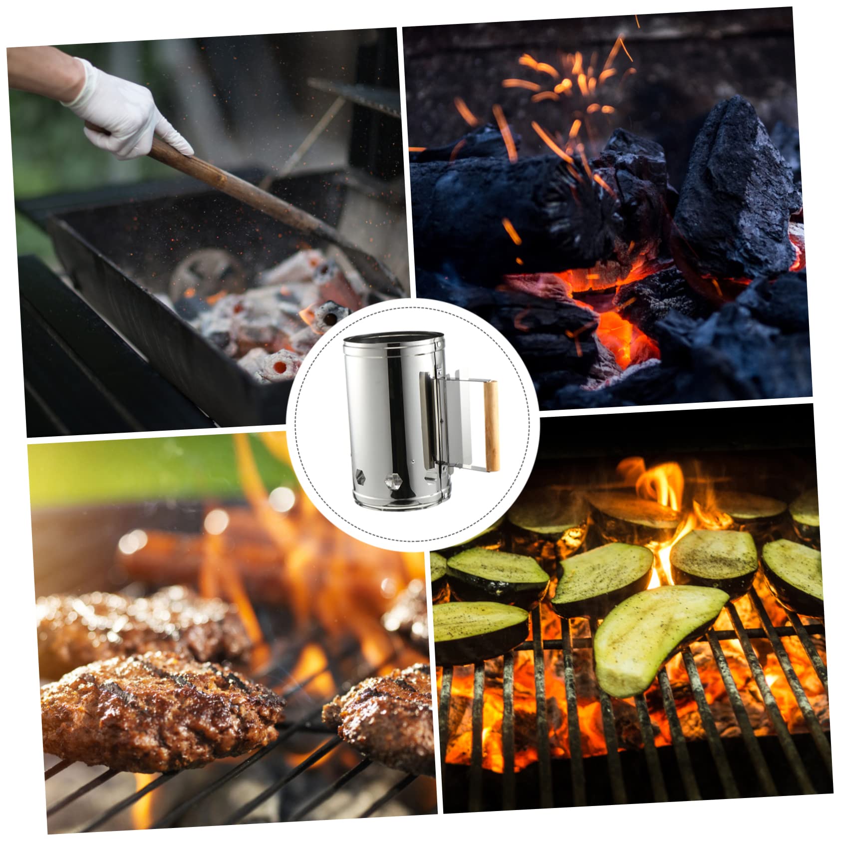 Toddmomy Ciminiera d Accensione per Barbecue all Aperto Accenditore Carbone Rapido in Ferro Zincato Tavola Resistente al Calore per Campeggio e Grigliate