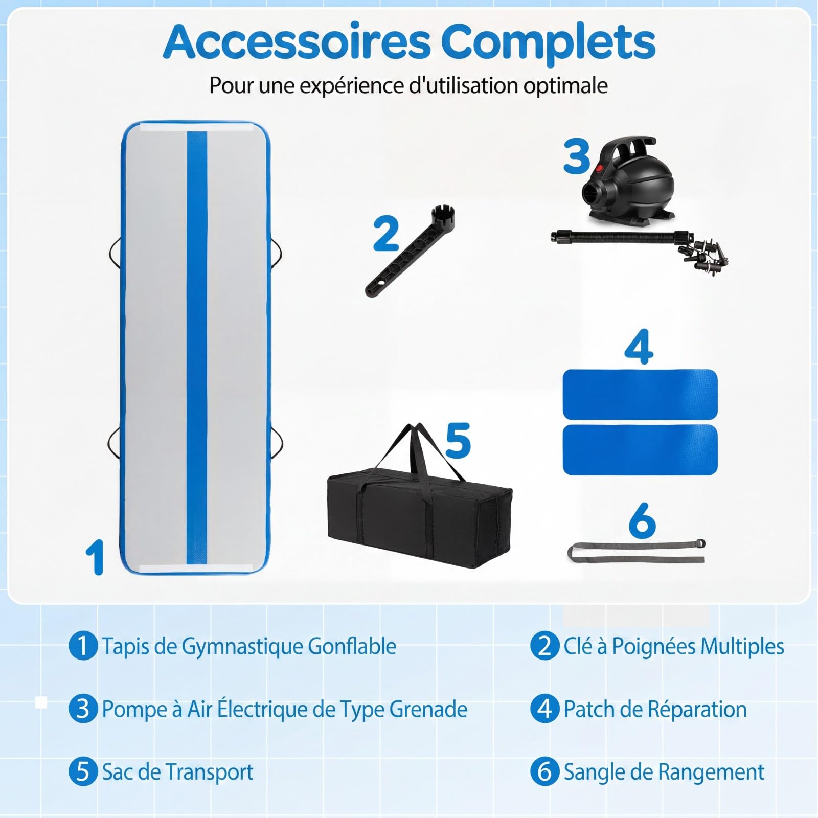 COSTWAY Air Track Tapis de Gymnastique Gonflable 3 M en PVC Épais 11 cm, Tapis de Gym Tumbling Portable en PVC avec Pompe Électrique Patchs Réparation Sac de Transport, pour Yoga Fitness