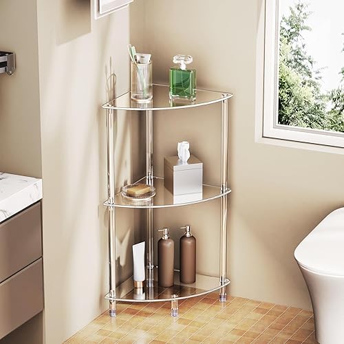 Miniatura 2 de Mesa auxiliar de acrílico triangular transparente para espacios pequeños, 11.81 pulgadas de largo x 11.81 pulgadas de ancho x 26.7 pulgadas de alto,