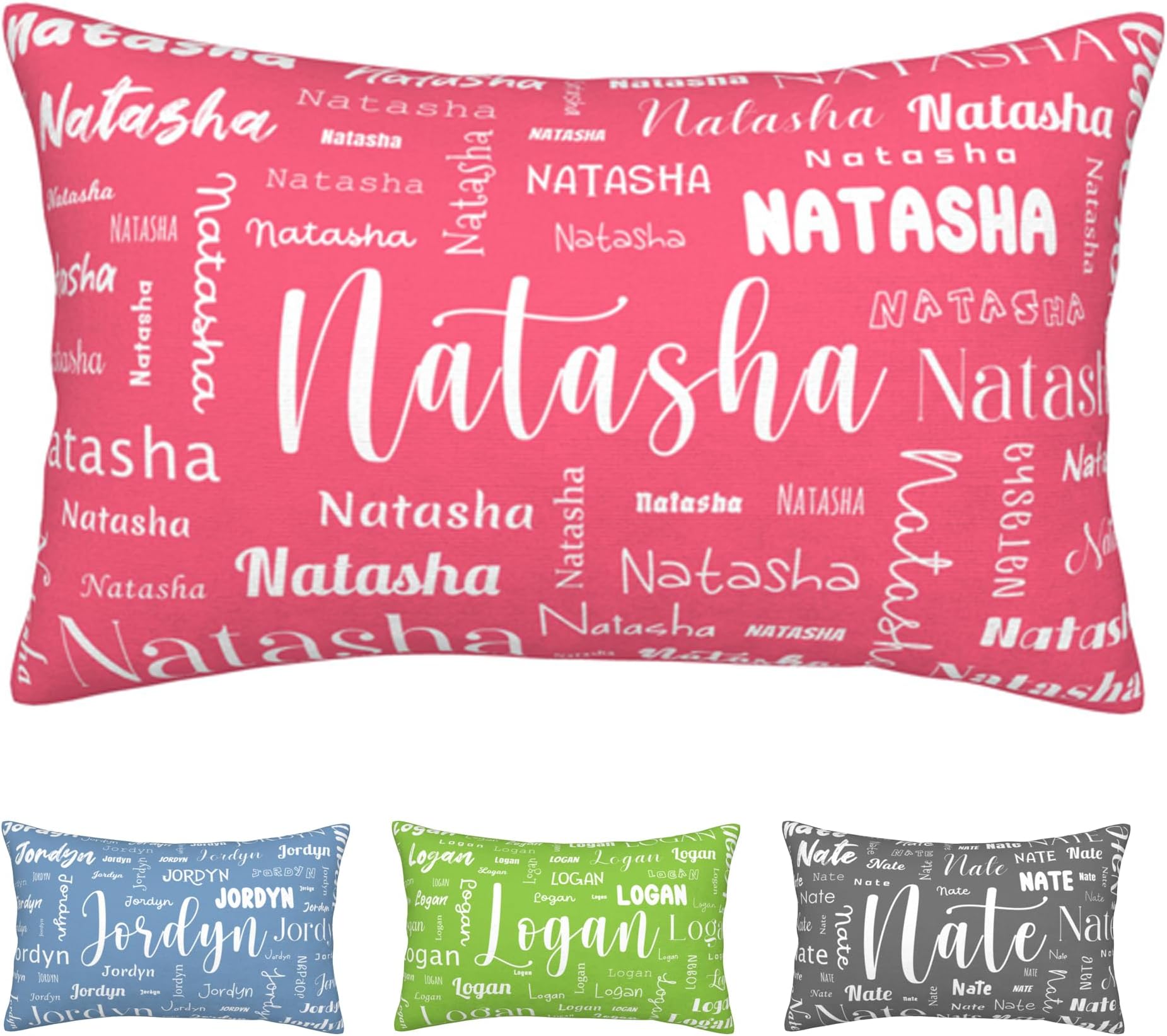 Personalized Add Your Name Pillowcase, Custom Lumbar Pillow Cover with Name, Plush Standard Pillowcase 20" x 30", Custom Gifts Pillow Cover for Christmas Naptime Bed Couch