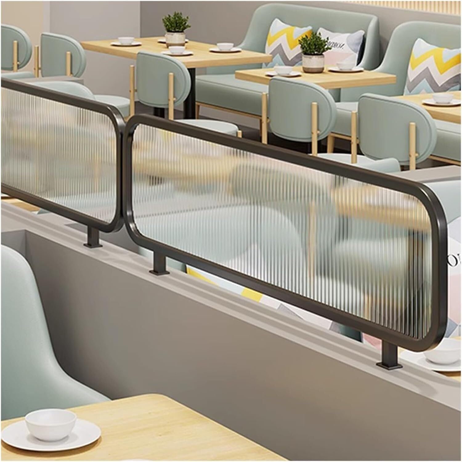 LVSEWOA Ironwork Restaurant Divider Grille Decorative Glass Partitions for Dining Areas 30cm Low Fence(30x90cm)