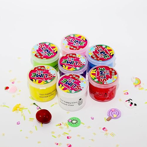 Miniatura 4 de Cloud Slime Kit de 7 unidades, no pegajoso y súper suave, juguete perfumado para aliviar el estrés, limo arcoíris para niños y niñas