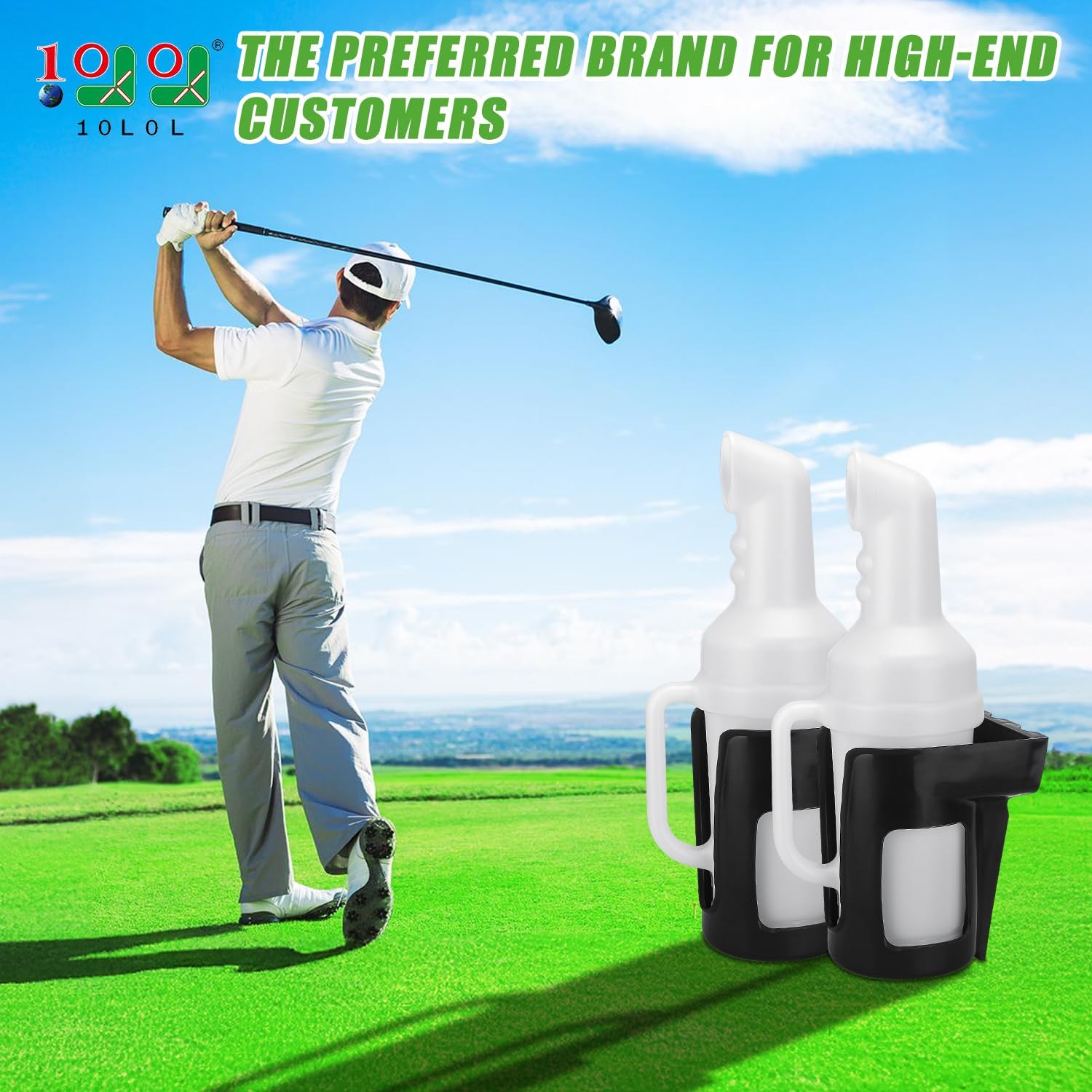 10L0L Golf Cart Sand Bottle for Yamaha EZGO Club Car with Grip Hand Design, Divot Filler Sand Bottle Assembly with Rattle Proof Holder