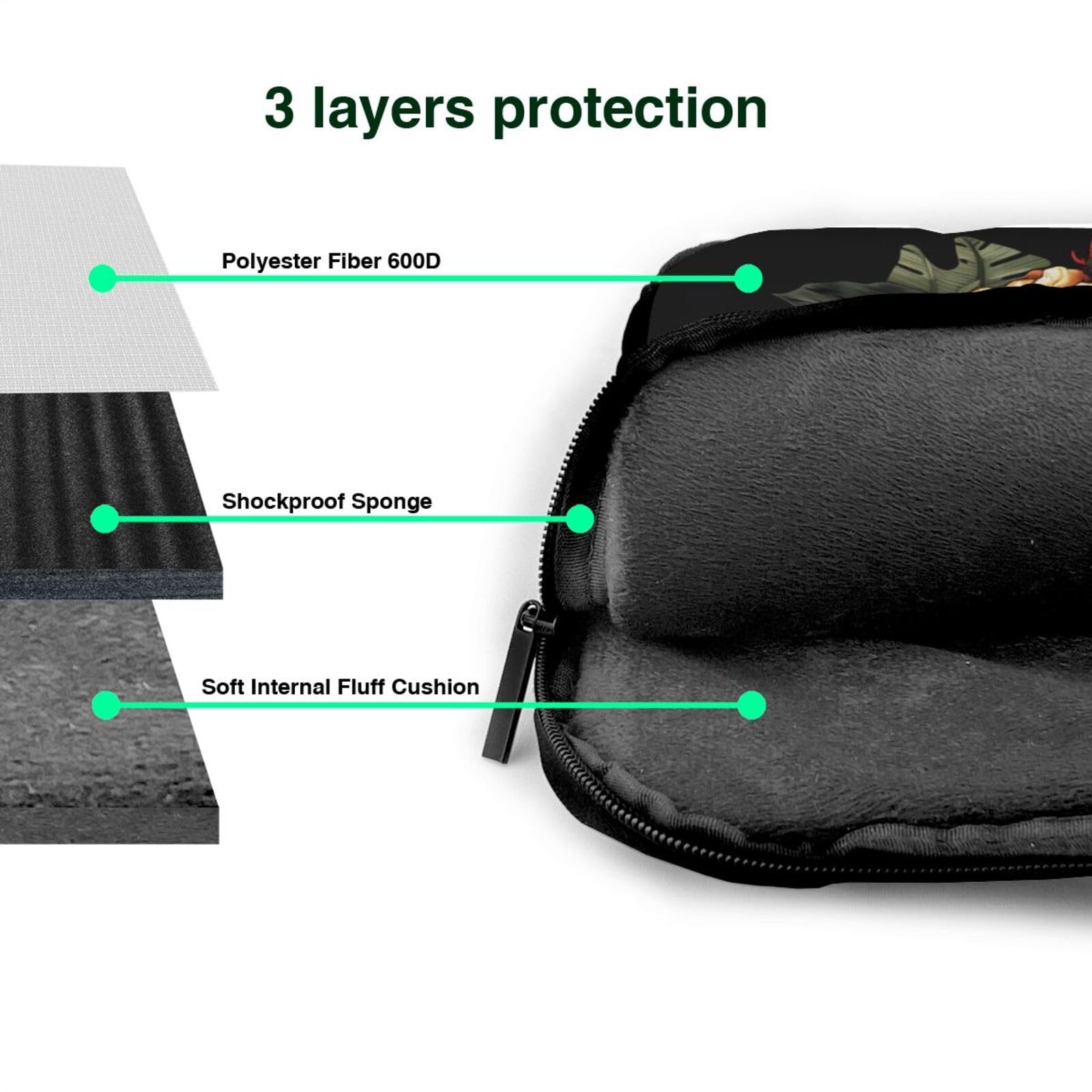 Funda para portátil de 13/14/15.6 pulgadas, diseño de calaveras humanas, flores tropicales exóticas, para mujeres y hombres, ligera, resistente al agua, para ordenador o tableta, bolso de