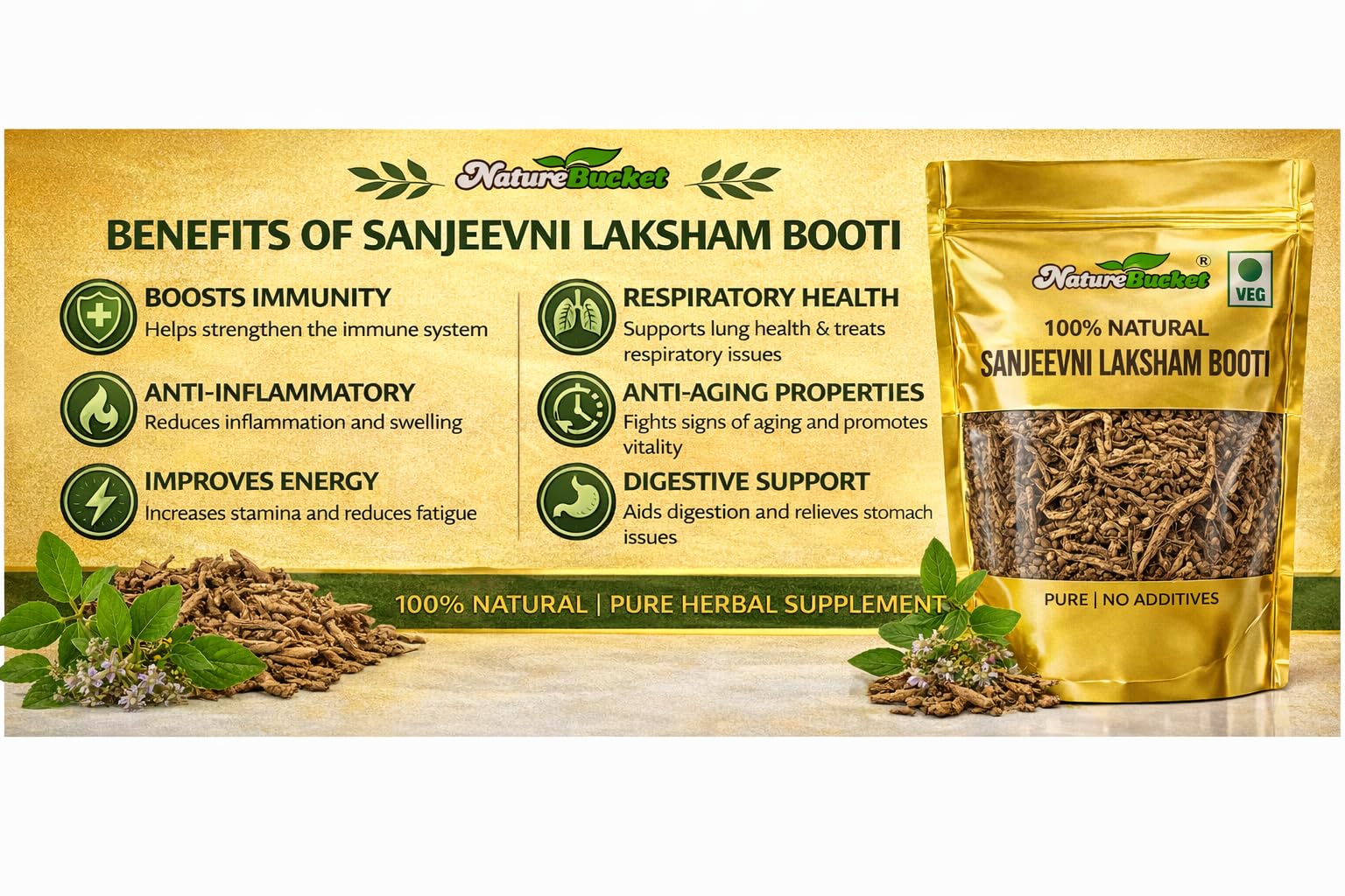 Nature Bucket Sanjeevni Laksham Booti – 100% Natural Dried Herb (Raw Form) 1