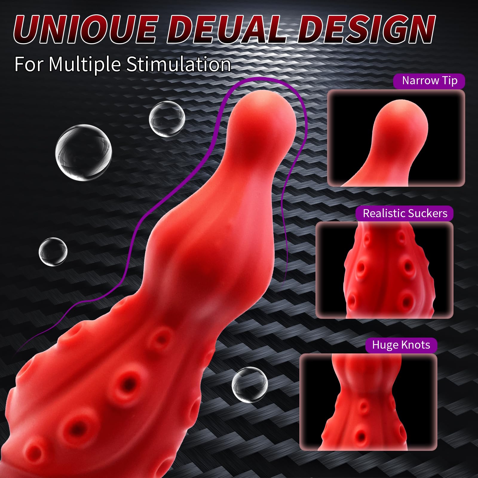 JANNSK 7.9" Large Butt Plug Huge Anal Plug, Tentacle Dildo Anal Stretcher, Fantasy Monster Anal Plug Prostate Massager for Men & Women,Thick Sex Toys Dilator for Gay（Purple）: S Red octopus