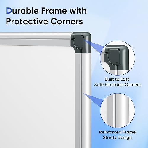 VUSIGN 36" x 24" Magnetic Whiteboard for Wall, Dry Erase Board with Silver Frame, Hanging White Board for Office, Home, Classroom, Conference Room – Accessories Included(Silver,24"W x 18"H)