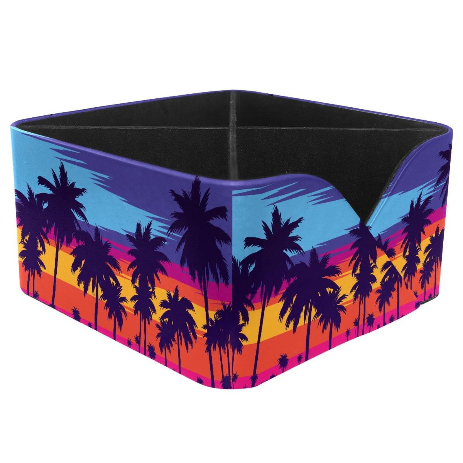 KengjuTesu Evening on the Beach with Palm Trees Desktop Organizer Pen Holder, Rectangular Pencil Cup for Office, Study and Makeup Stations
