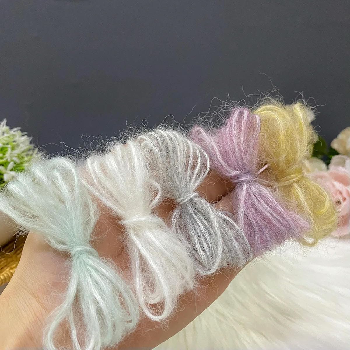 Filato di Mohair 500 G/pz, Super Morbido E Caldo, Filato per Uncinetto in Lana per Bambini, Anti-Pilling, per Lavorare A Maglia A Mano, Sciarpe, Maglioni., 69