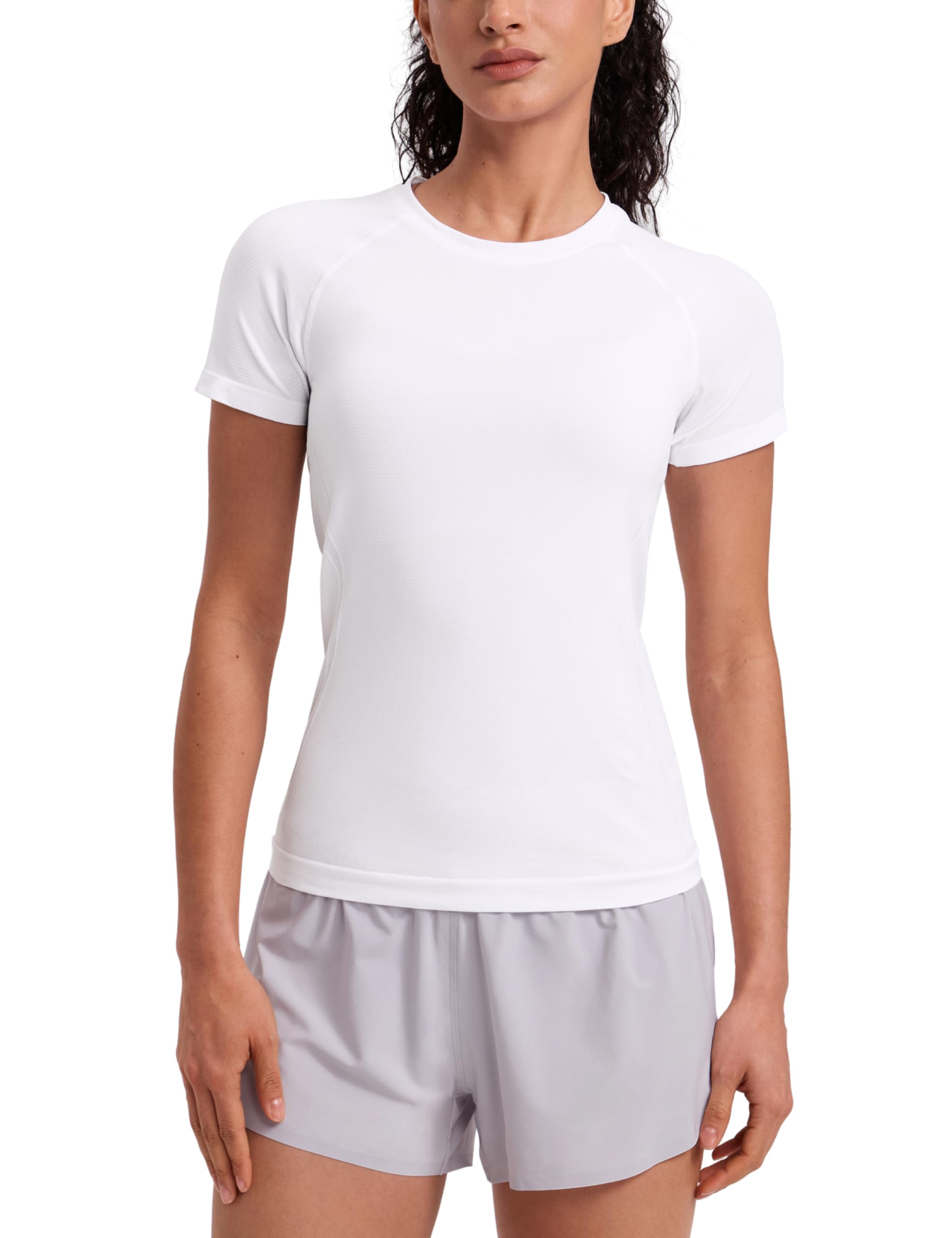 CRZ YOGA Naadloze Workout Top Dames - Korte Mouwen, Ademend Gym En Yoga Shirt