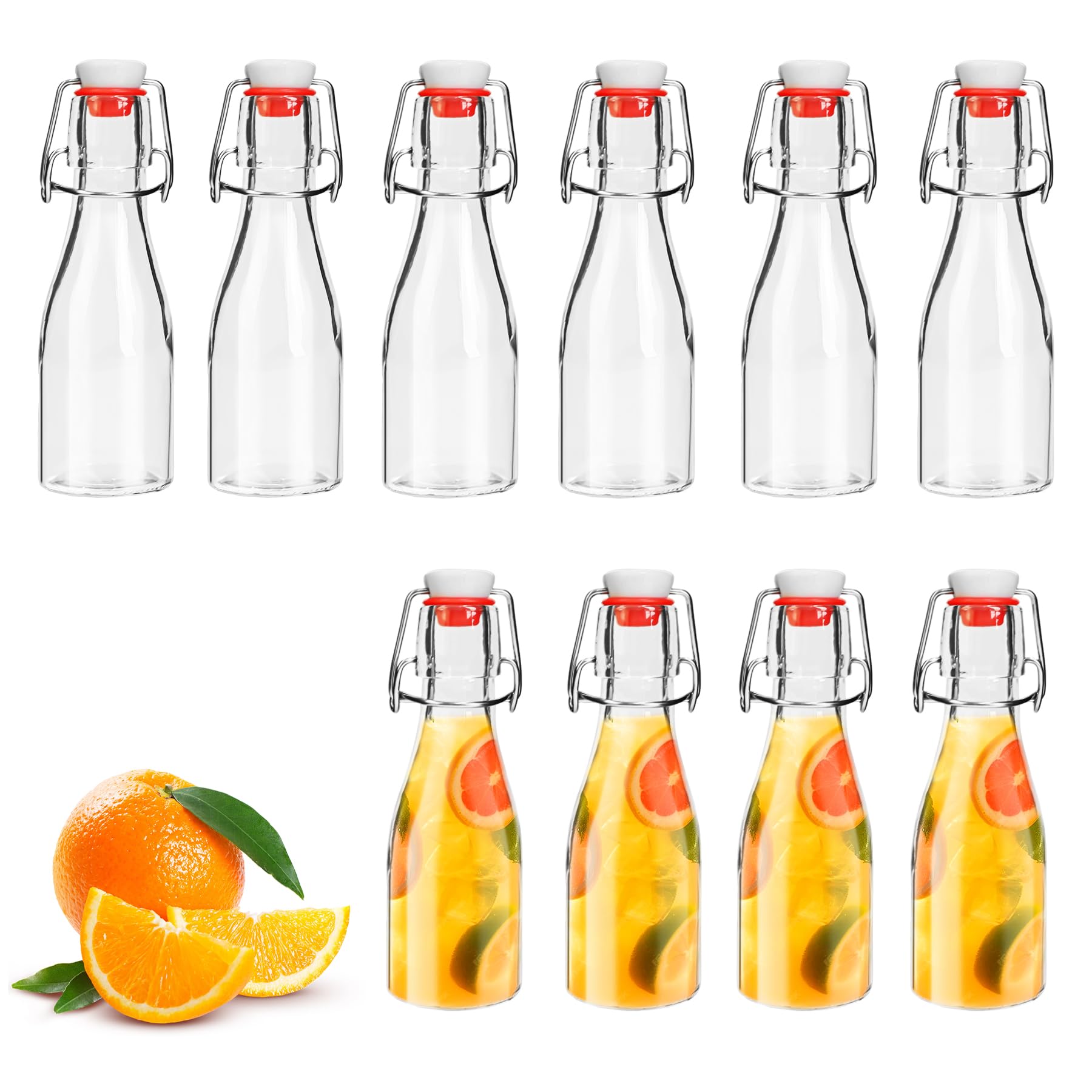DUBUOZA Glasflaschen 150 ml mit Bügelverschluss,10 Stück Kleine Flaschen zum Befüllen,Bügelflaschen Zum Befüllen,Öl, Wein, Wasser oder Saft