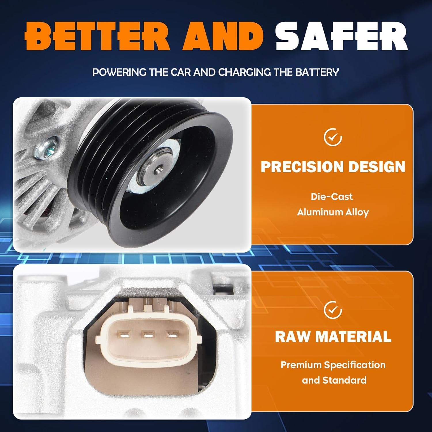 90A New Alternator Fit for Subaru 2.5L, for Forester 2003-2005, for Baja 2003-2006, for Impreza 2005, for Outback Legacy 2000-2004, for SAAB 9-2X 2005 / Outback Legacy 2000-2002(Manual Transmission)