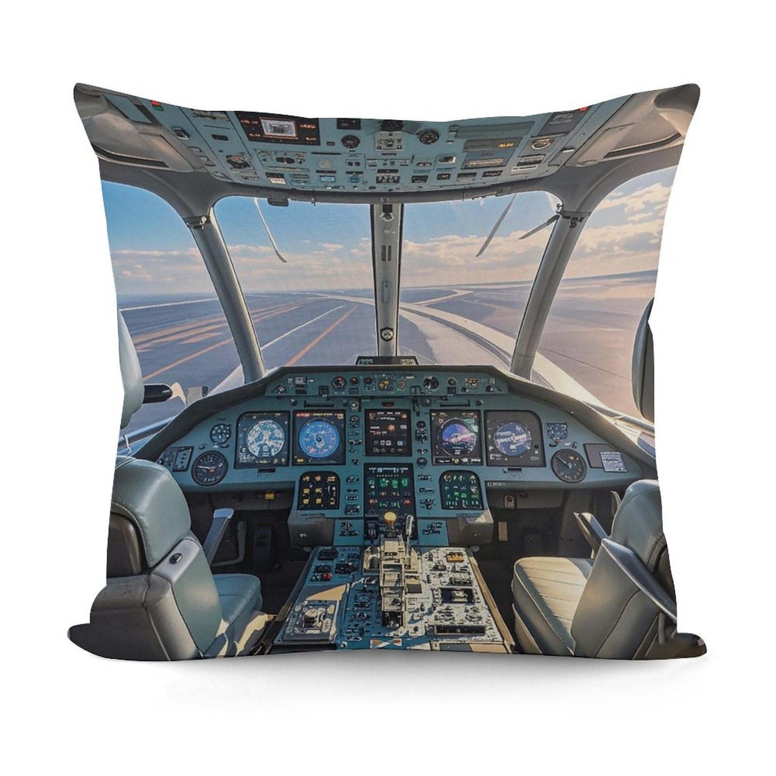VstaDank Airplane Cockpit Pillow Covers Soft Plush Decorative Square Pillow Cover Modern Breathable Pillowcases Pillowcase with Invisible Zipper 18x18 Inches for Sofa Living Room