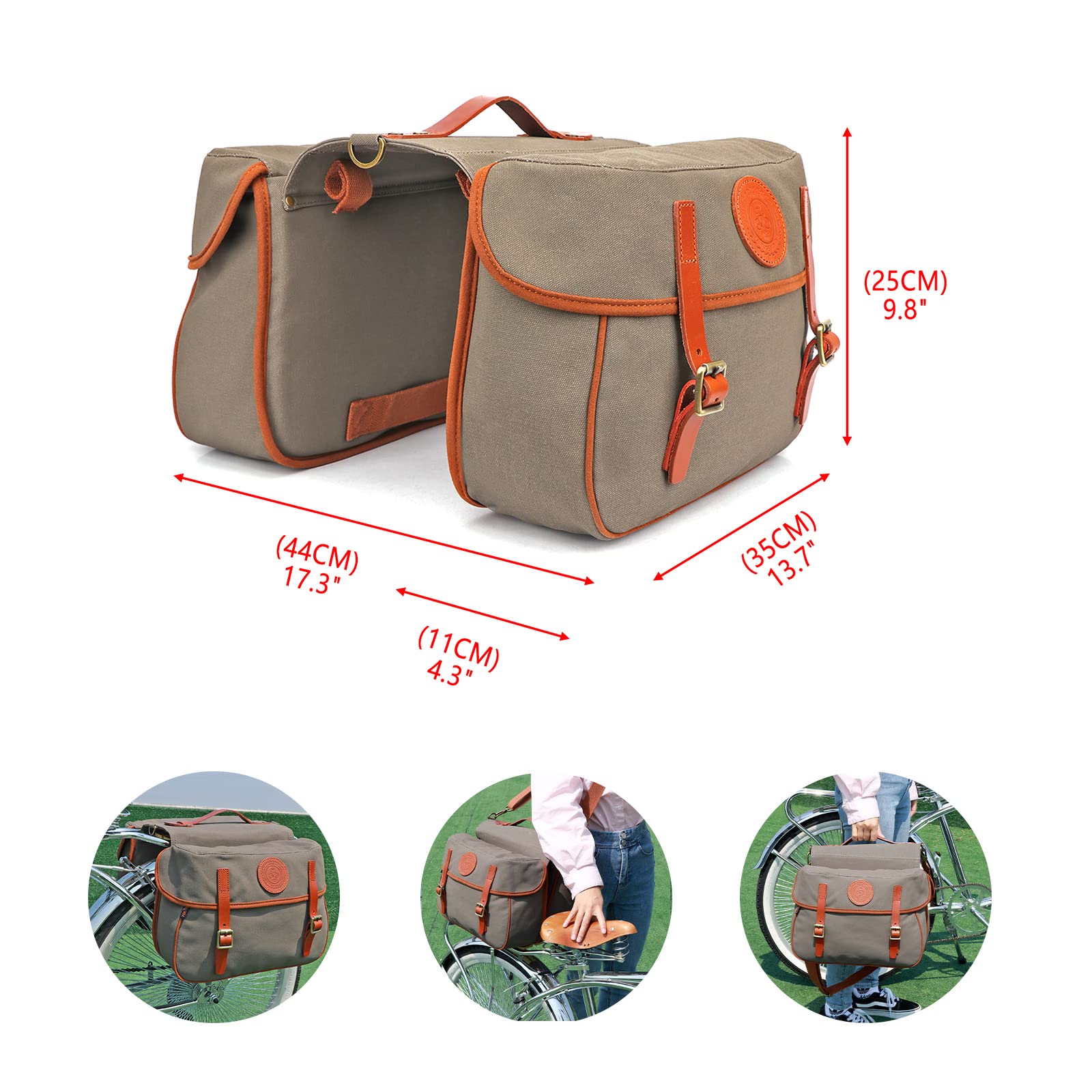 TOURBON - Borsa posteriore in tela impermeabile, per bicicletta, per sedile posteriore, per bicicletta, con doppio avvolgimento, confezione posteriore (motivo floreale