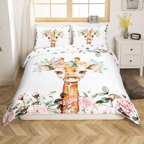 Miniatura 36 de Erosebridal Juego de cama de flores hippie, decoración de cumpleaños, funda de edredón, lindo juego de ropa de cama floral arcoíris para niñas y