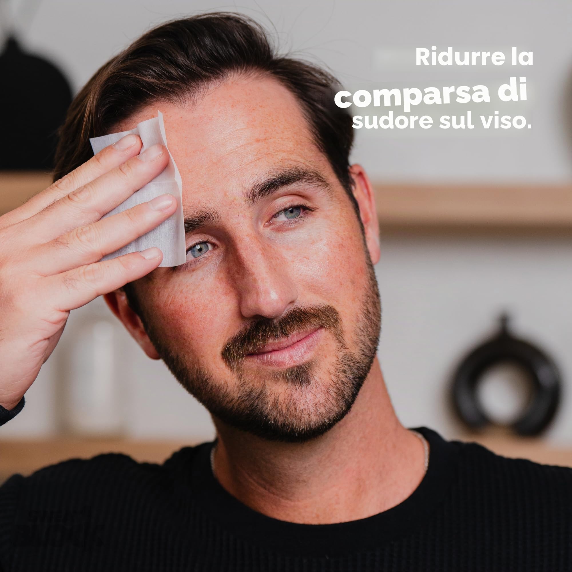SweatBlock Salviettine viso quotidiane + controllo della pelle grassa, minimizzano la lucentezza e proteggono il trucco. Ideale per viso, fronte e lab