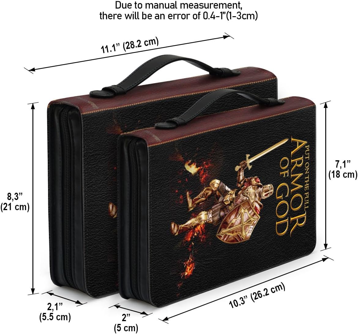 Jesuspirit - Leather Bible Cover for Men - Personalized Bible Case for Men, Bible Study Supplies, Christian Gifts for Men & Women (B - Armor of God, XL)