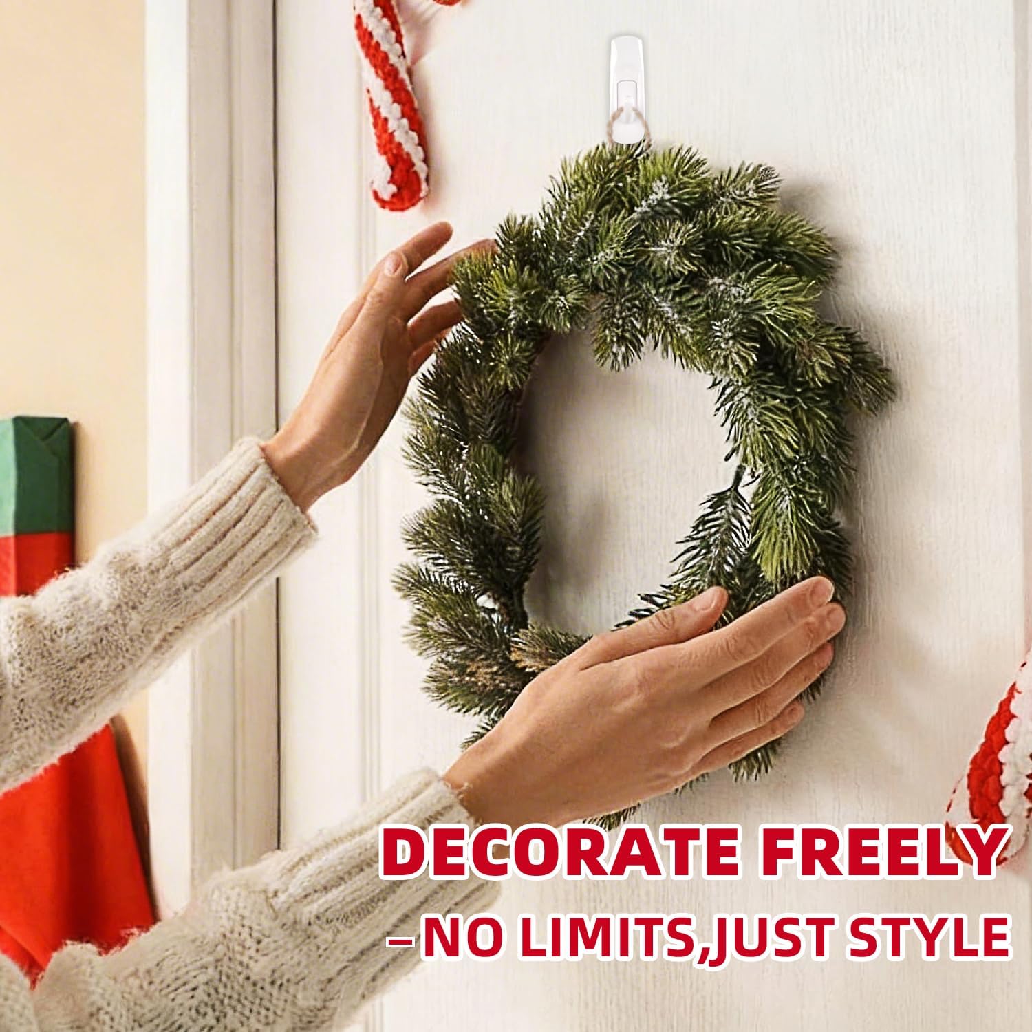14 pcs wall Hooks for Hanging Heavy Duty, with 24 no Damage Adhesive Removable Strips Towel Hanger for Bathroom, Dorm Essentials forwreath,hat,Coat,Small, Medium,Large