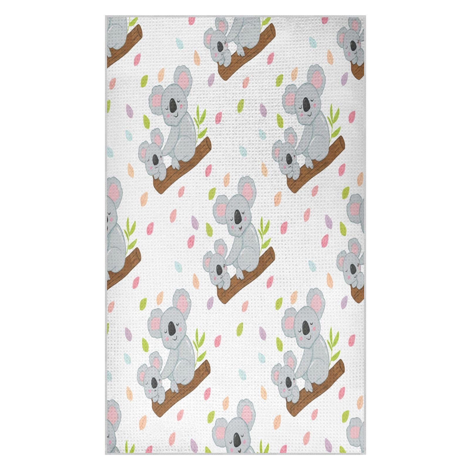 BURSTDDY Koalas and Leaves Kitchen Towels,Absorbent Dish Towels 2 Pack