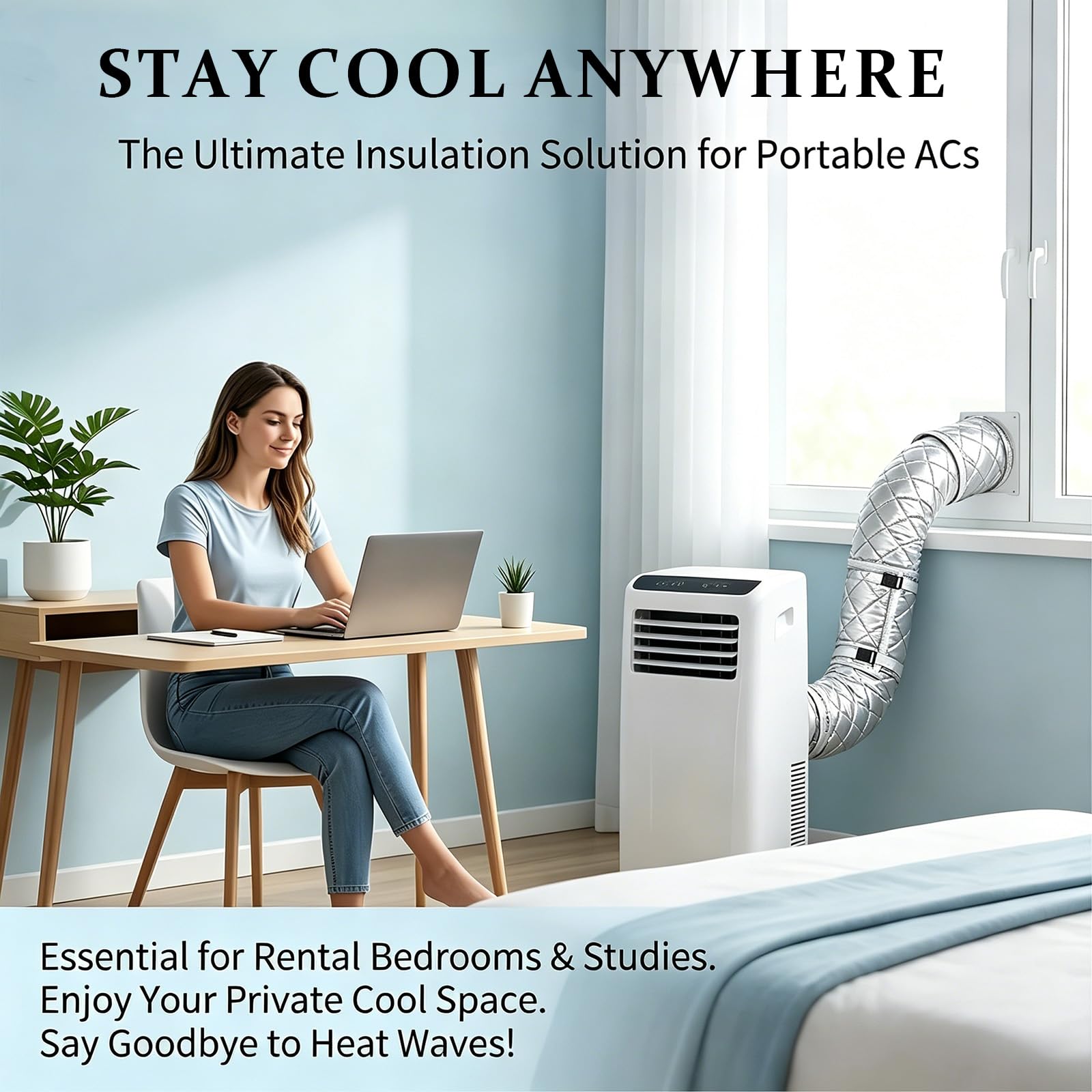 Lot de 2 couvercles de tuyau pour climatiseurs portables - Isolation de tuyau de climatisation - Tuyau d'évacuation d'air