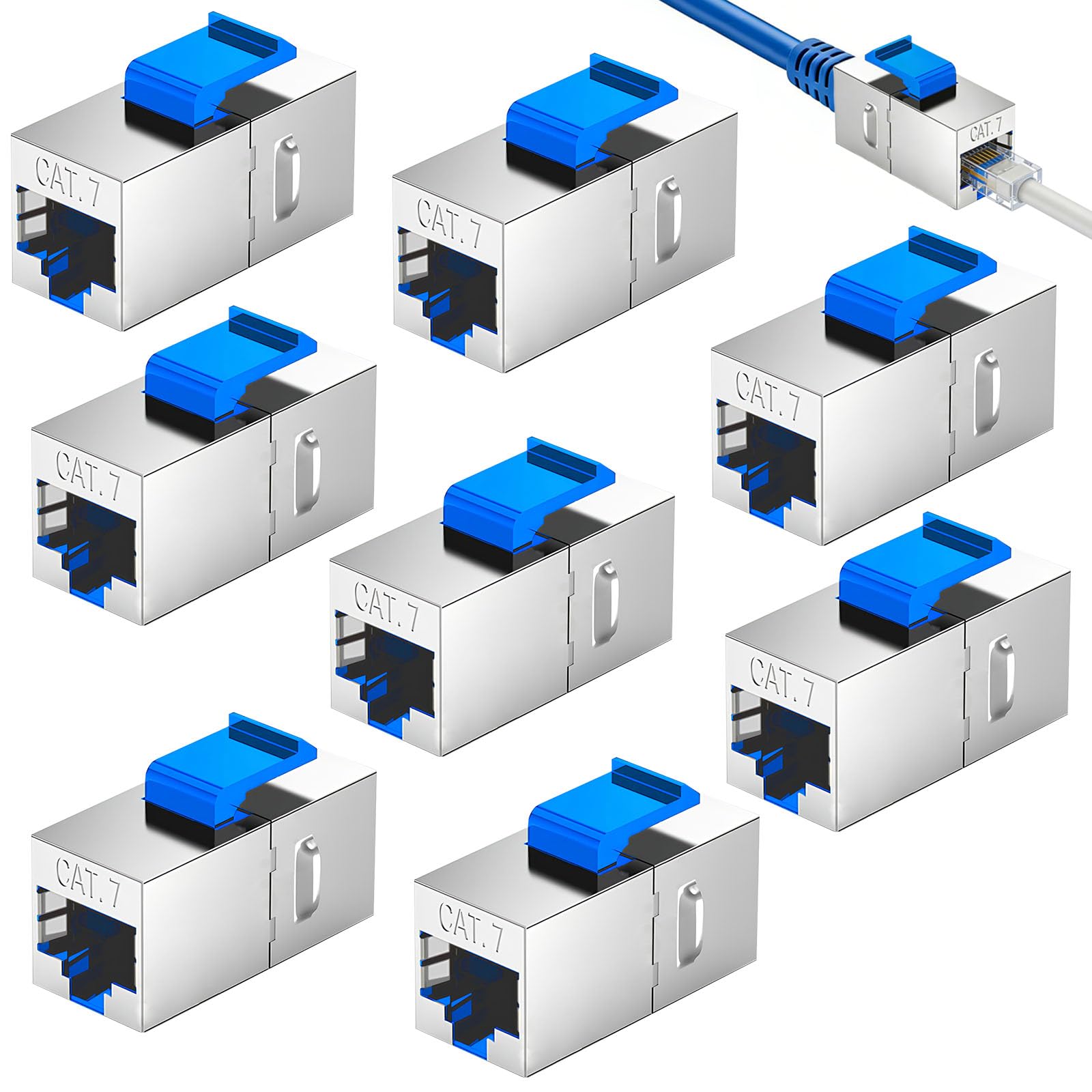 8 szt. Złącze RJ45 żeńskie-żeńskie 10 Gb/s Wysoka prędkość | Złącze kabla Ethernet RJ45, ekranowane złącze Ethernet, kompatybilne z siecią Cat7/Cat6/Cat6a/Cat5e