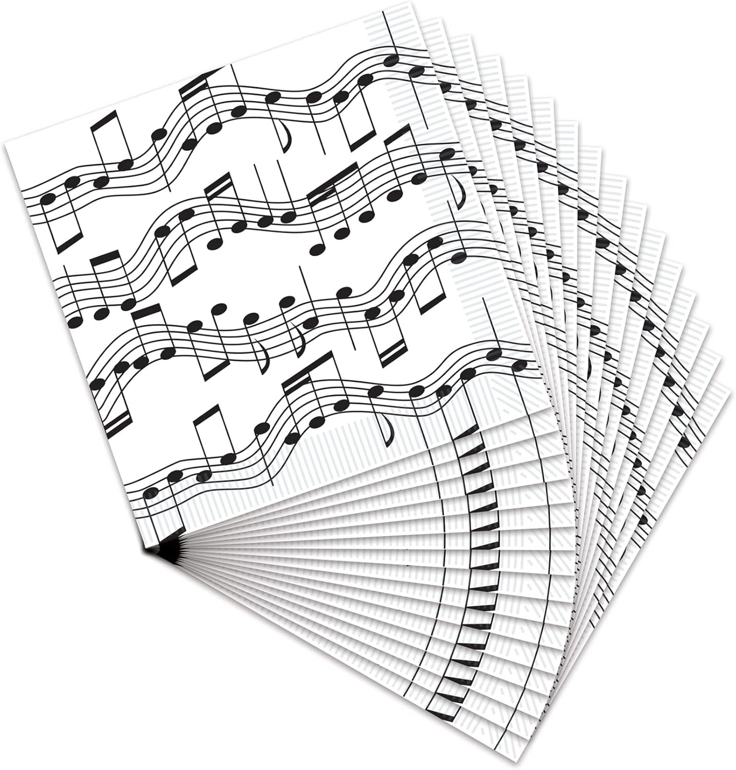 Beistle 16 Piece Music Notes Paper Beverage Napkins 50's Theme Rock and Roll Tableware For 1950’s Party Awards Night Decorations (Pack of 6)