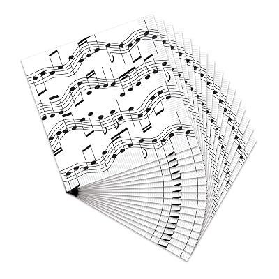 Beistle 16 Piece Music Notes Paper Beverage Napkins 50's Theme Rock and Roll Tableware For 1950’s Party Awards Night Decorations