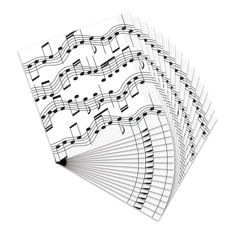 Beistle 16 Piece Music Notes Paper Beverage Napkins 50's Theme Rock and Roll Tableware For 1950’s Party Awards Night Decorations