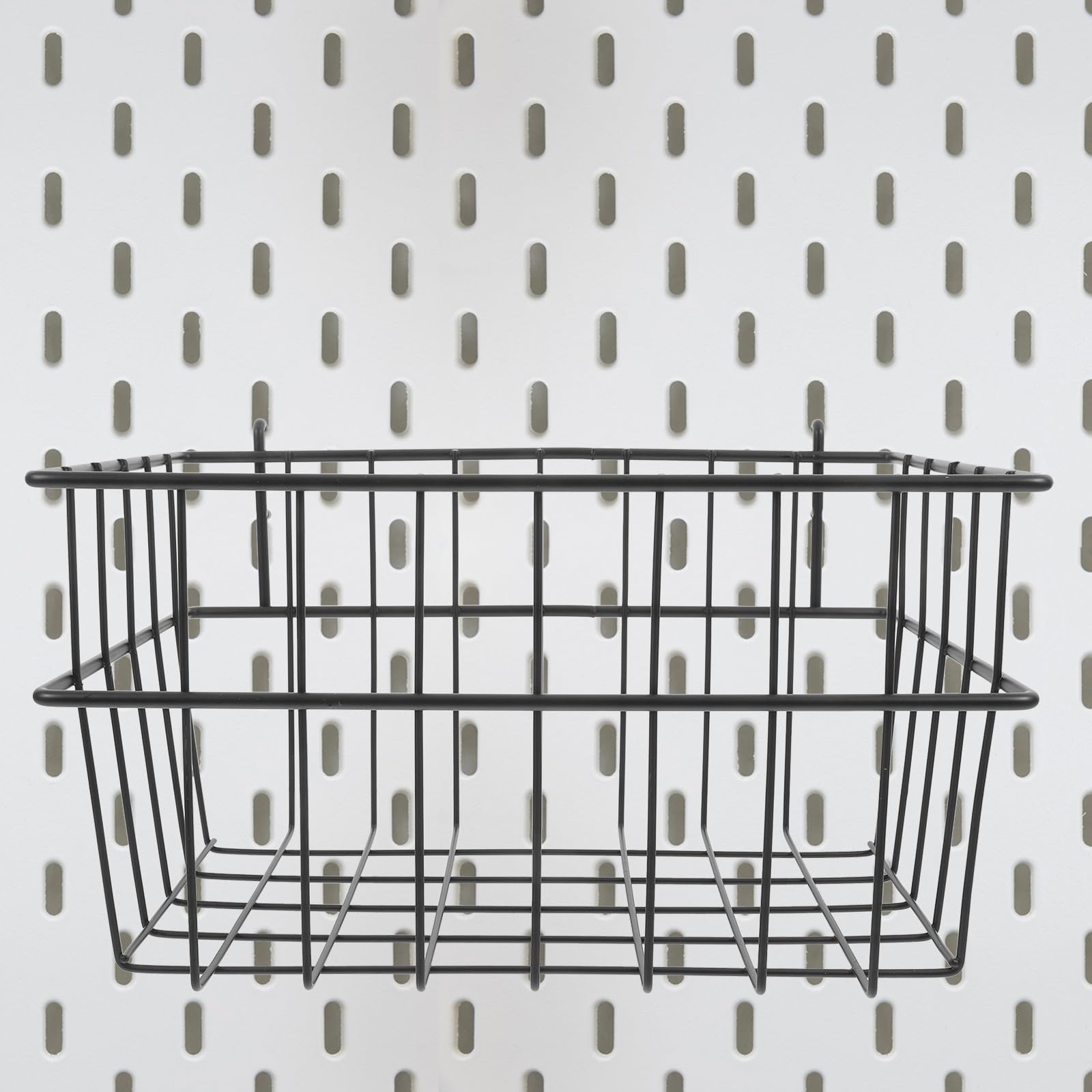 Cestas de Almacenamiento para Panel Perforado sin Taladro Organizador Metálico Negro Grande Cesta de Hierro para Garaje Cocina y Oficina Accesorios para Rack de Pared