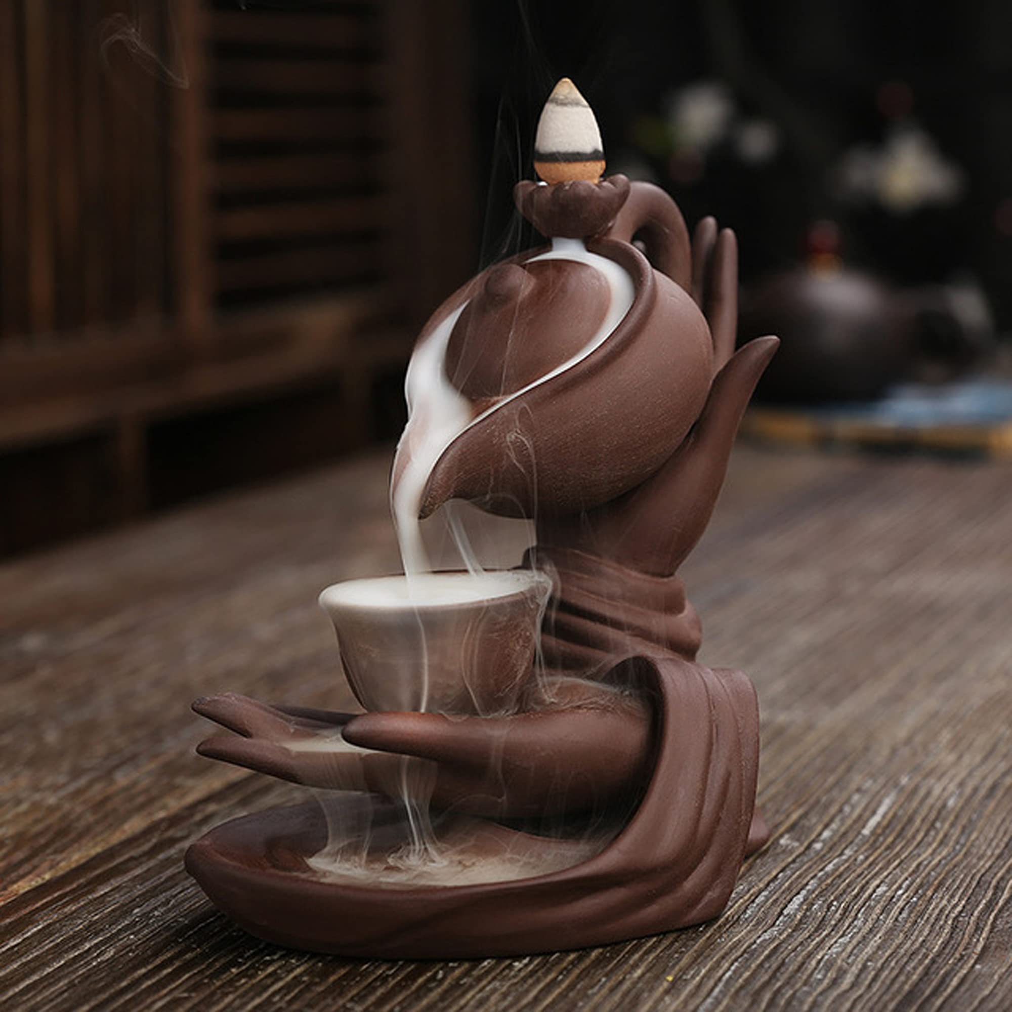 Amazon｜レトロ セラミック 逆流香炉 シミュレートされたお茶の注ぐ お 