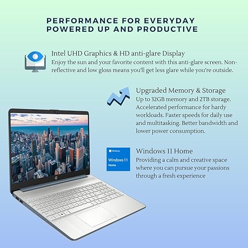 Miniatura 4 de HP Computadora portátil 15, pantalla HD de 15.6", procesador Intel Core i3-1115G4, 32 GB de RAM, SSD de 2 TB, Wi-Fi, HDMI, cámara web, Windows 11