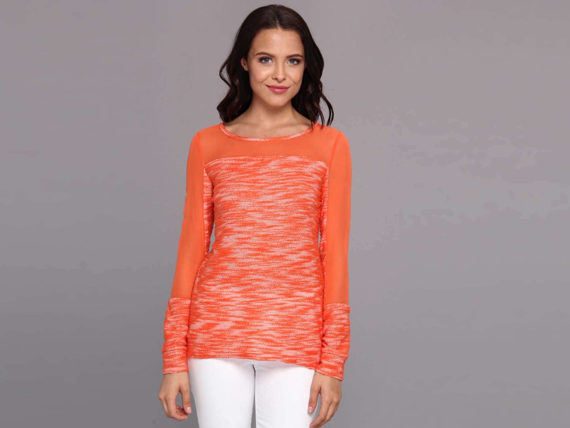 ArynK Women's Mix Media Light Weight Sweater, Coral XS