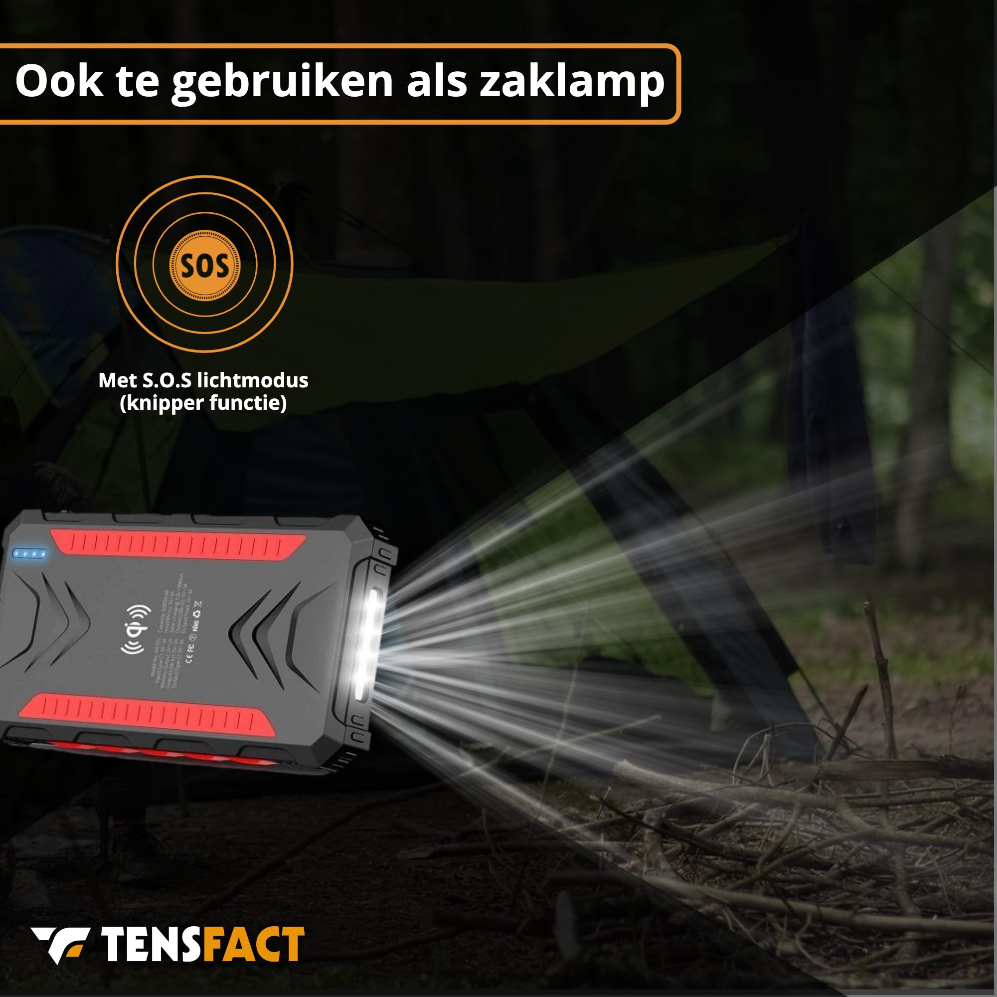 Powerbank solare 36000 mAh Wireless Charger - Powerbank Solare - USB & USB-C - Rosso