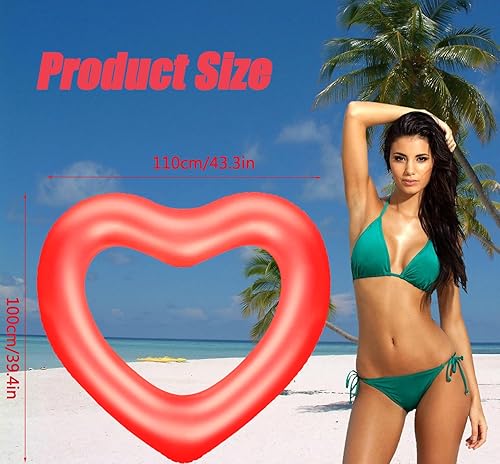 Miniatura 2 de Flotadores inflables de 3 piezas para adultos, tubo de natación de corazón de verano, anillo de natación en forma de corazón, piscina, playa,