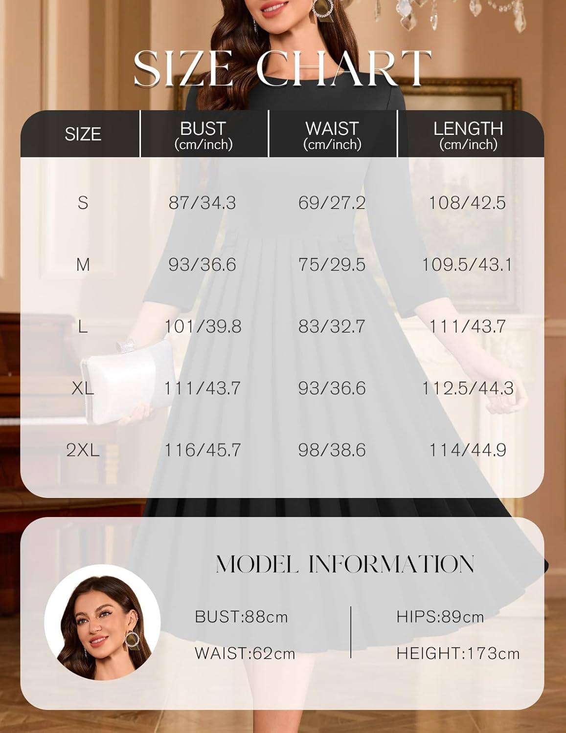 DRESSTELLS Women's Cocktail Dresses, Formal Wedding Guest Church Vintage Tea Party 3/4 Sleeve Pleated Dress - Image 7