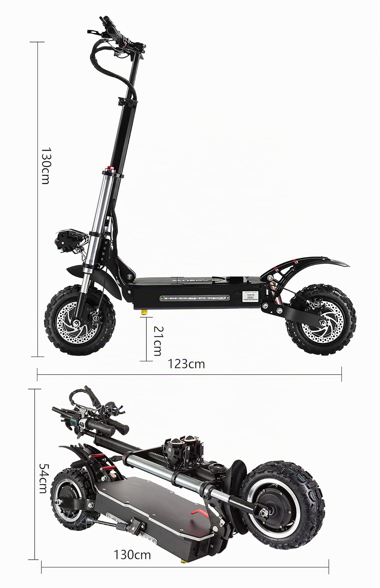 CAMTOP Patinetes Electricos Adultos Plegable 2 Ruedas Scooter Eléctrico Motor Dual 11in Neumáticos de Vacío Todoterreno 60V/35/40AH Batería de Litio de Alta Capacidad Resistencia de 90-100 KM