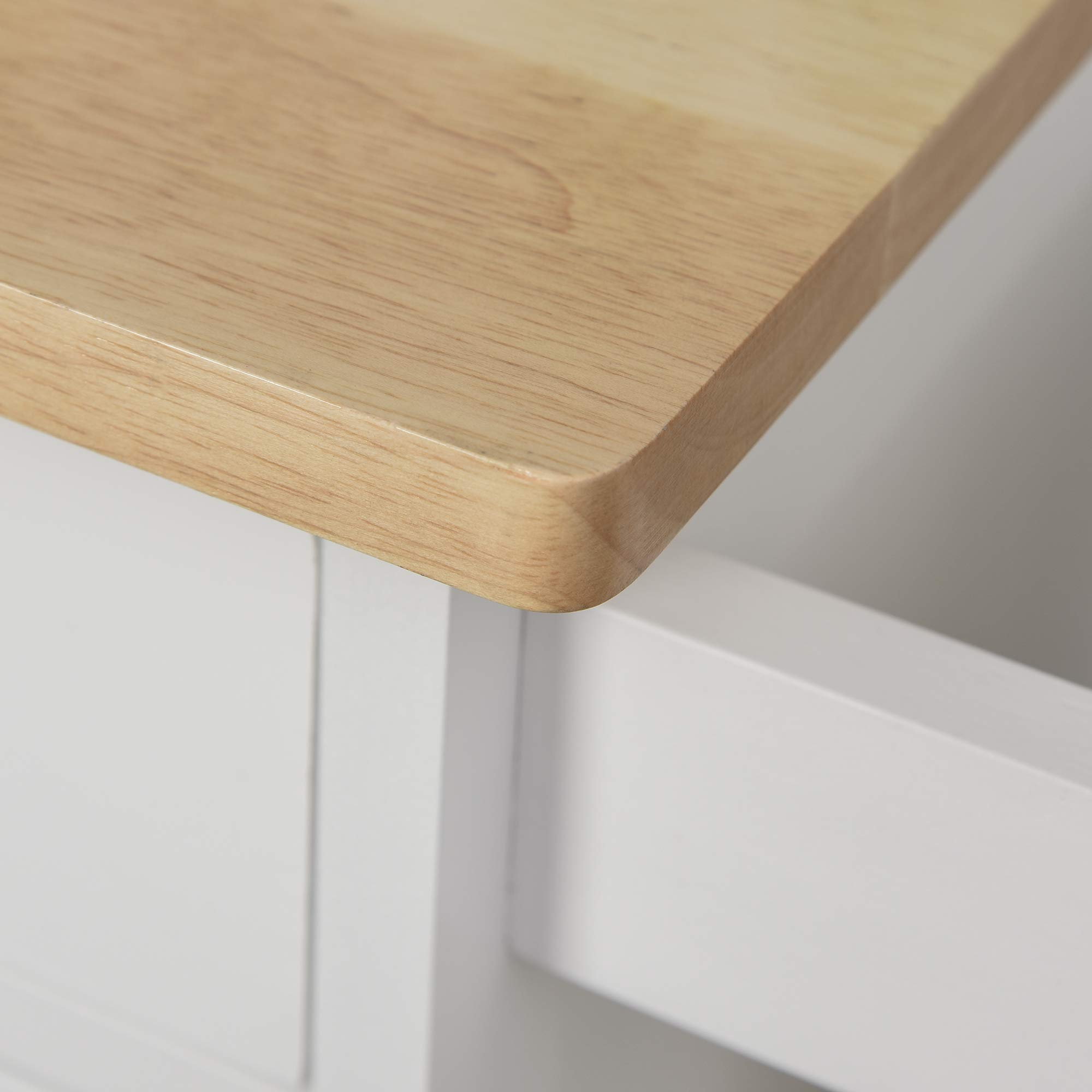 HOMCOM Carro de Servicio con Ruedas Dim. 63 x 45 x 86 cm, Madera Blanca | Postre de cocina, cajón, armario, toallero, mueble con ruedas