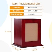 Vista 2 de BRKURLEG Urna de madera para cenizas para mascotas, caja de recuerdo de cremación para perros y gatos con marco de fotos, urna conmemorativa