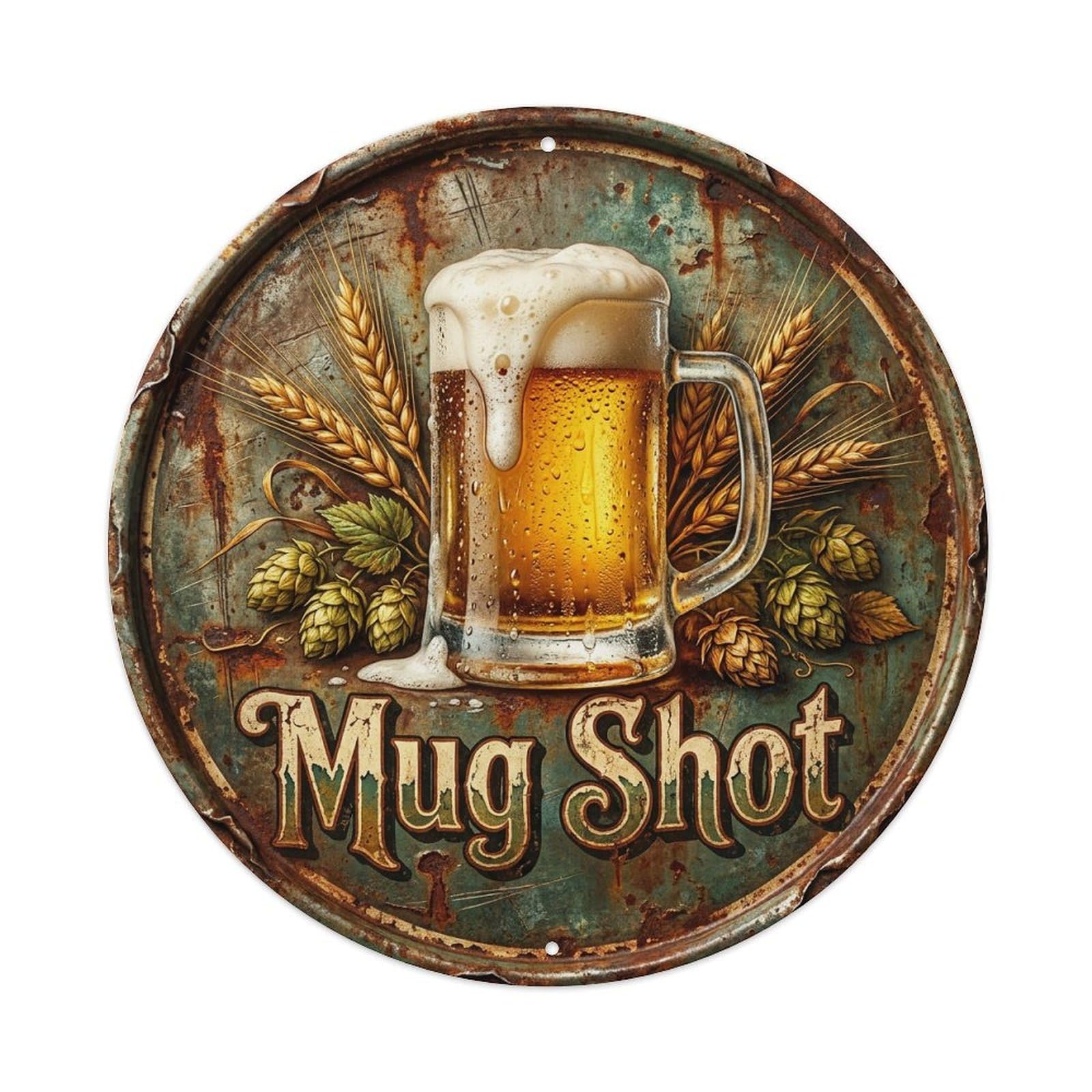 Fyrn Style Metal Tin Sign Vintage Beer Hops Mug Shot Retro Bar For Pub