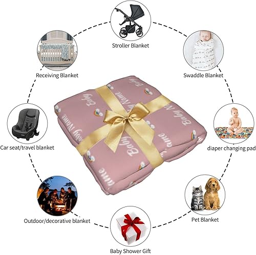 Miniatura 4 de Manta de envolver personalizada para niña y niño, juego de manta y gorro con diadema de lazo con nombre, artículos personalizados para bebés, regalos