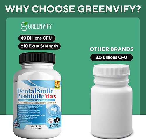 Miniatura 9 de DentalSmile ProbioticMax, suplemento probiótico oral avanzado, 40 mil millones de UFC, 60 cápsulas, sin gluten (1)