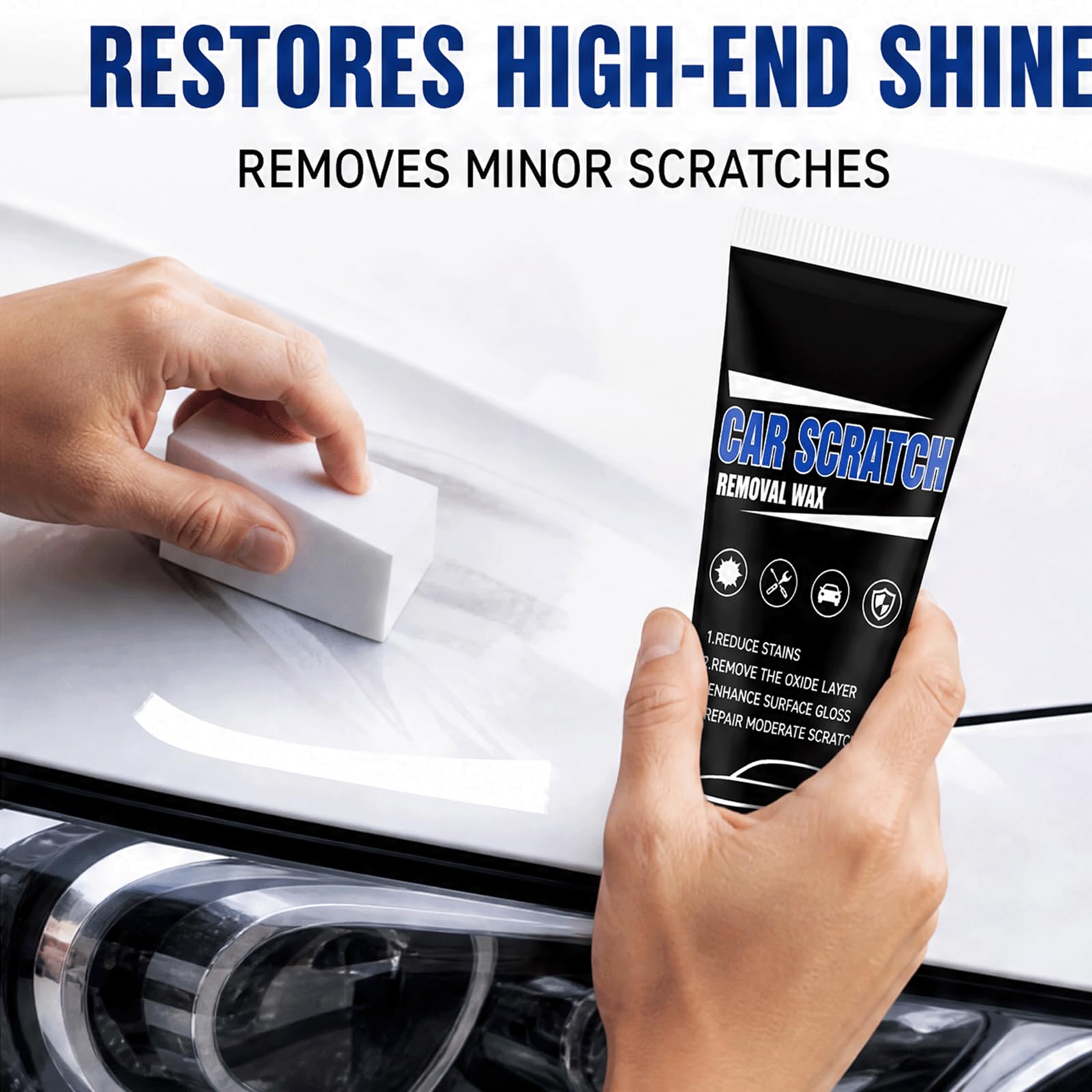 Car Scratch Repair Paste Wax Kit - Universal Car Paint Scratch Repair Polish & Surface Restoration Paste, Quick Restore Shine & Color, DIY Hand Polishing mit Schwamm & Handtuch, (3 STÜCKE)