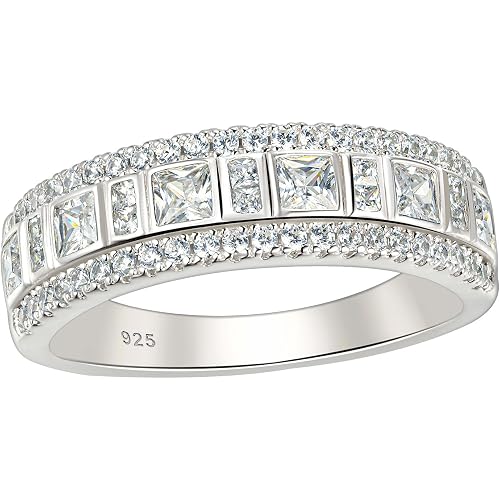 Wuziwen Sterling Silver Half Eternity Ring Wedding Bands for Women Sz 5-10
